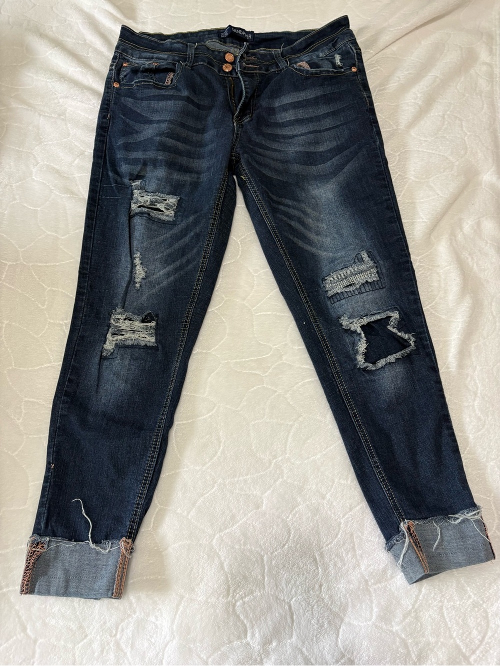 Dark Wash Distressed Skinny Jeans sandpiper brand